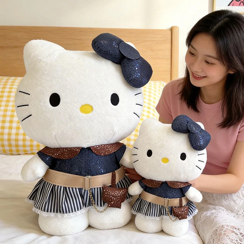 

Плюшевая кукла Sanrio Hello Kitty в платье, очень мягкая, милая игрушка, большой размер, экспортная коллекция, подарок на день рождения для девочек и детей