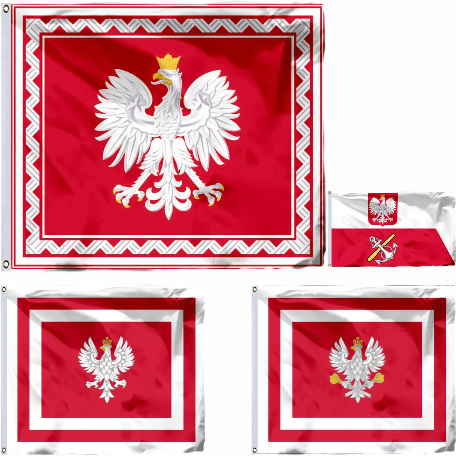 Poland President Flag 4x4ft Flaga Szefa Sztabu Generalnego Wojska Polskiego 120X120CM Marszałka Polski Banner 21X21CM