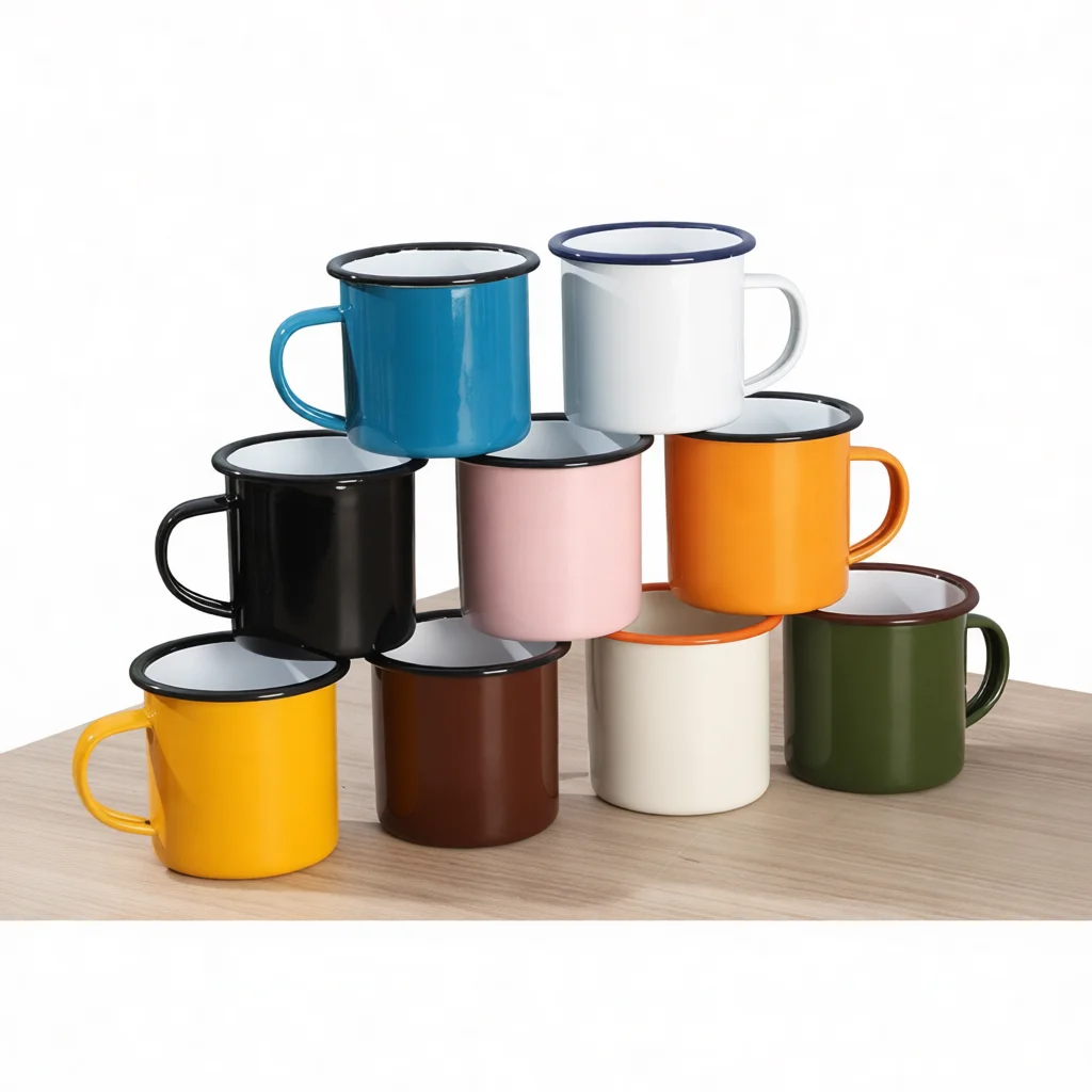 Vintage Enamel Cup 8cm Thickened Retro Coffee Mug Colorful Classic Style Tea Vessel Personalized Gift Custom Printing