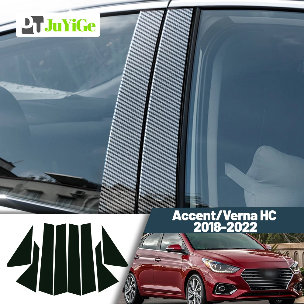 

Glossy Black Carbon Fiber Window Door Deal B C Pillar Post Cover Sticker For Hyundai Accent Verna HC 2018-2022 2019 2020 2021