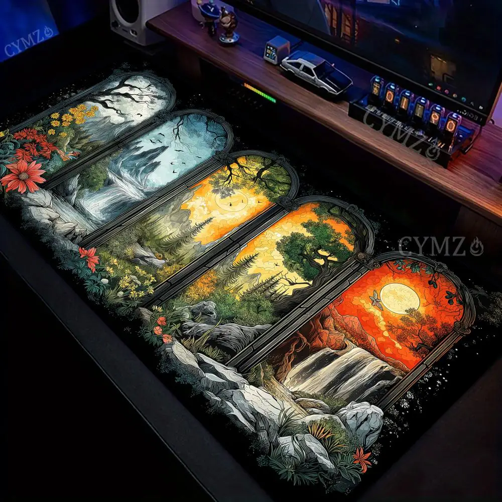 Fantasy Landscape Window Design large Mouse Pad Desk Mat Gaming mats Non-Slip mouse carpet desk accessories Computer office mat