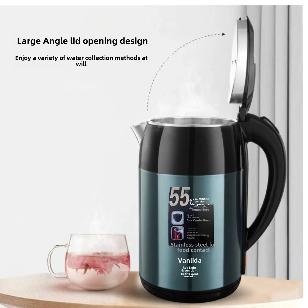 Wanlida Recommended Stainless Steel Electric Kettle Automatic Temperature Control Home Use 55 Degrees Constant Temperature