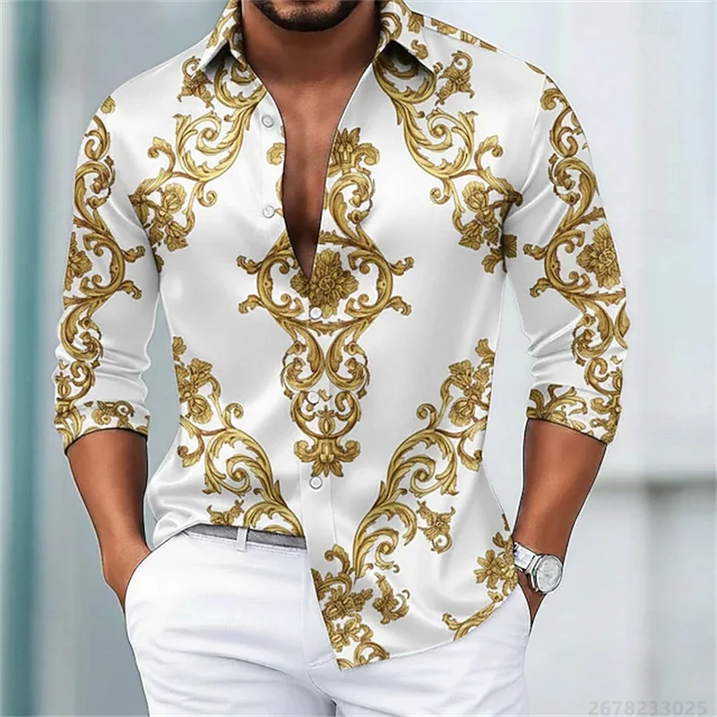 

Men's Shirts Luxury Pattern Long Sleeve Shirts Fashionable Design Slim Fit Party Shirts Comfortable Fabric Men's Tops XS-6XL
