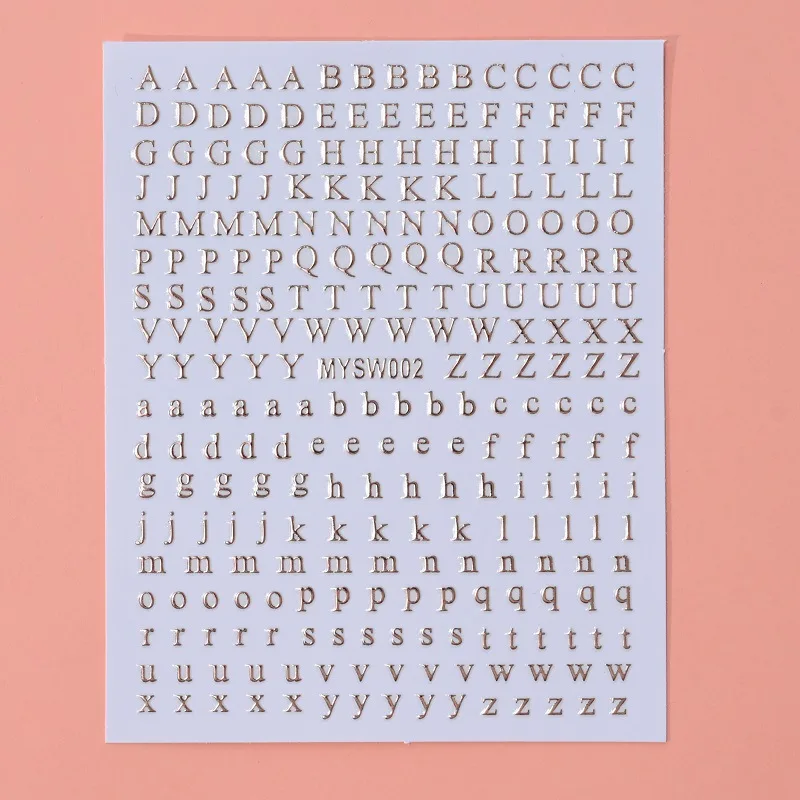 12 Stück Buchstaben Nail Art Aufkleber Englisches Alphabet Nagelaufkleber Selbstklebende Metallic Gold Silber Nagelaufkleber Dekoration Maniküre