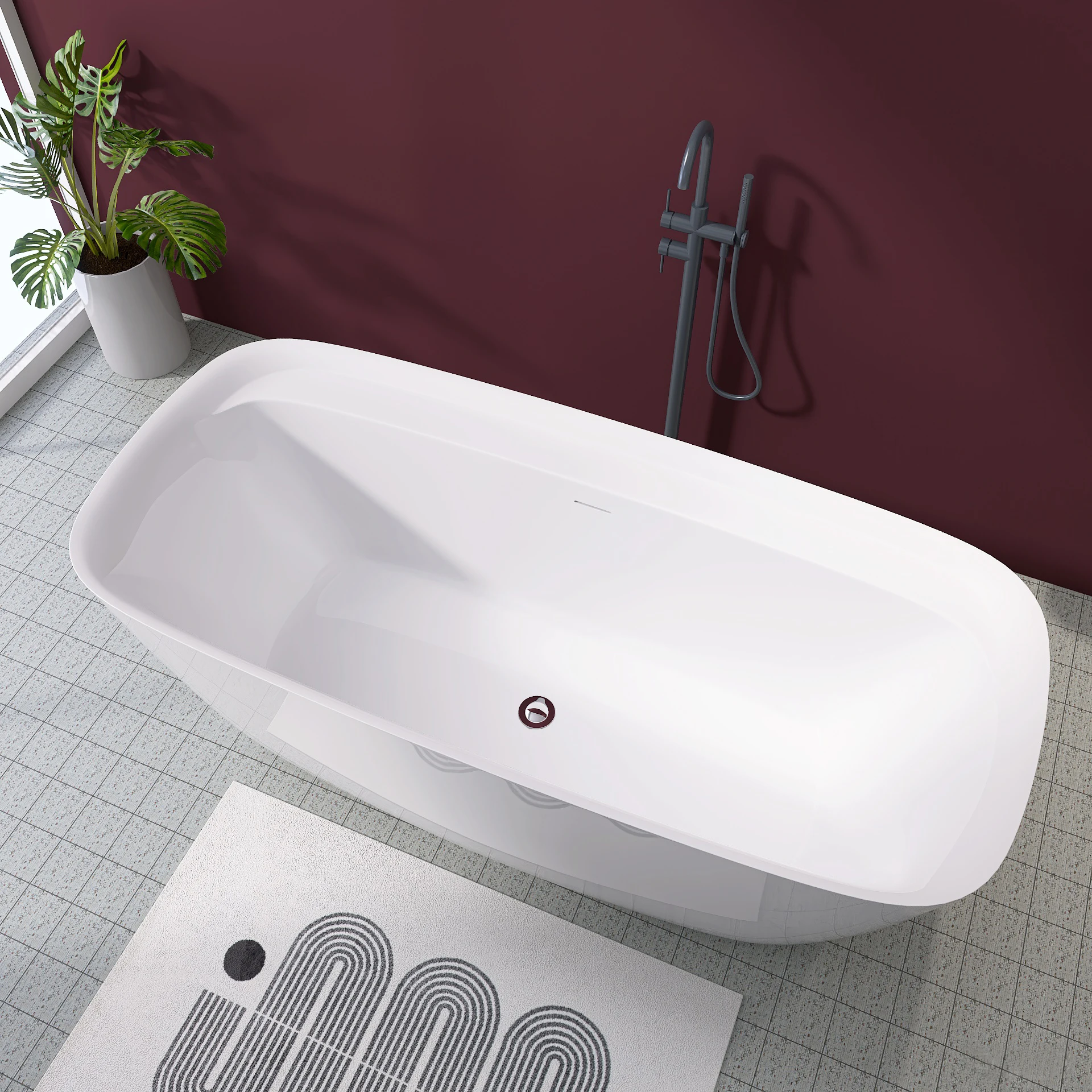 Ajustável Autoportante Acrílico Free Standing Tub, Classic Oval Shape Soaking Tub, Integrado Slotted Overflow, 67"