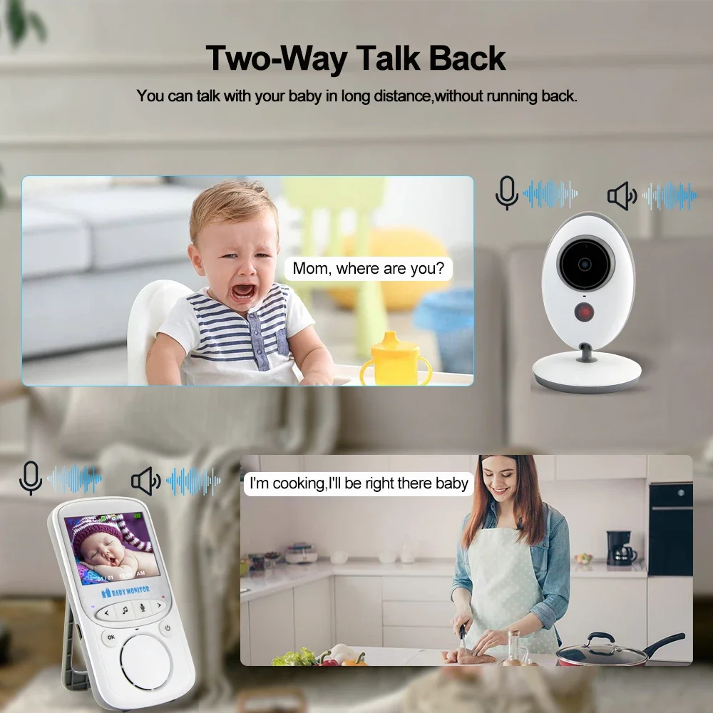 Imagem -06 - Wireless Lcd Audio Video Baby Monitor Nanny Radio Music Intercom Câmera Portátil Walkie Talkie ir 24h Vb605