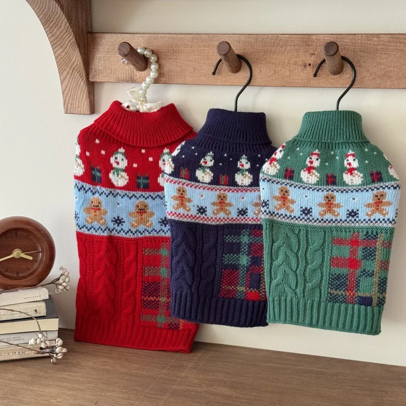 

Christmas Knitted Dog Clothes Pet Snowman Sweater Pomeranian Winter Warm Clothes Teddy Cartoon Pullover Puppy Jackets