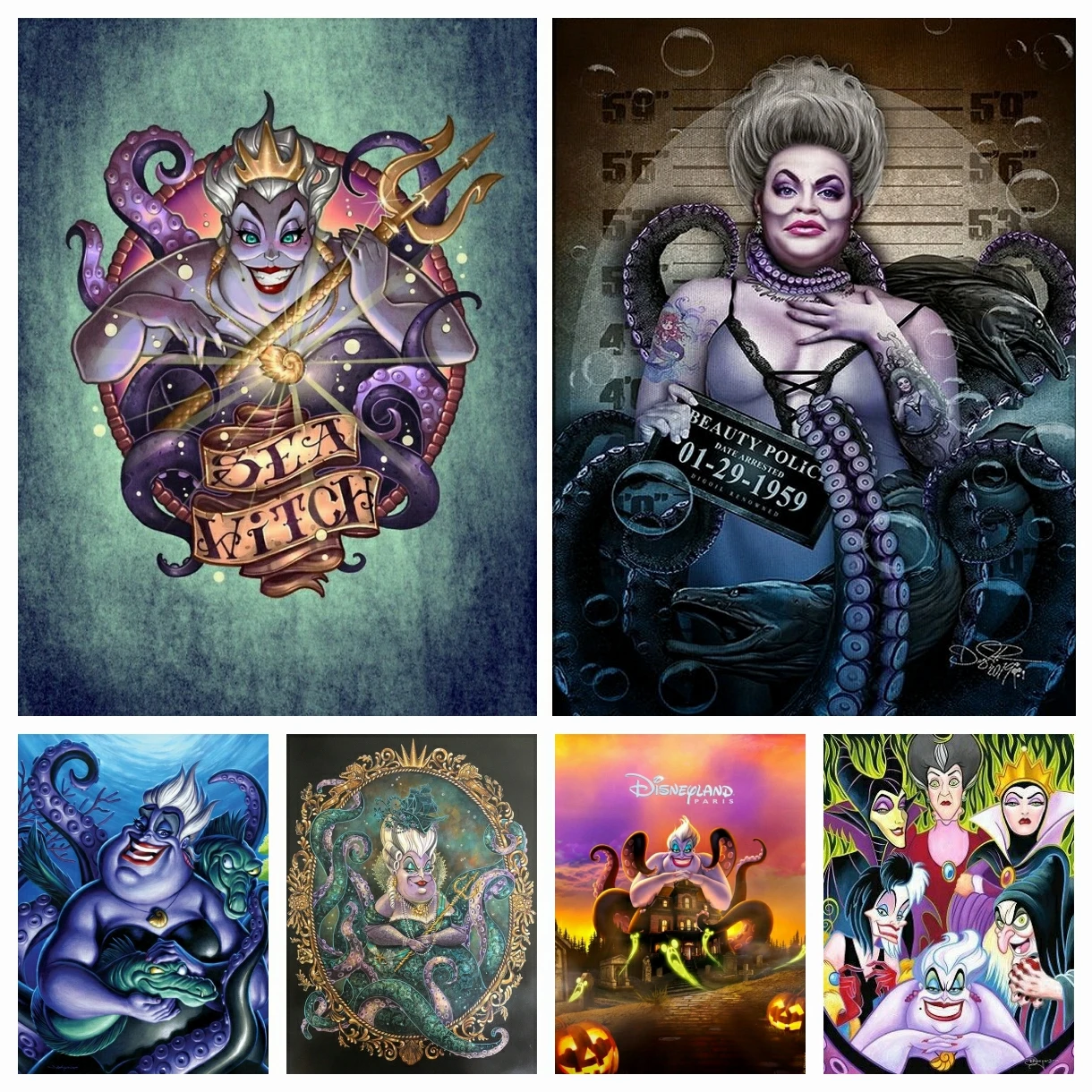 

5D DIY Diamond Painting Villain Sea Witch Ursula Art Cross Stitch Kits Rhinestones Disney Cartoon Mosaic Embroidery Home Decor