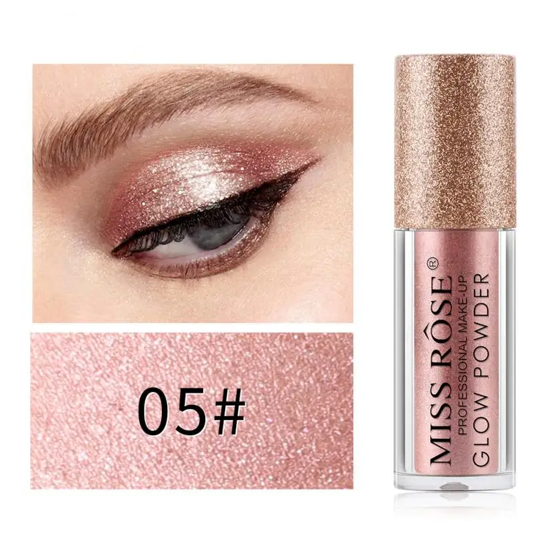 MISS ROSE-sombra de ojos líquida, 16 colores, brillo intermitente, resistente al agua, portátil, Metal brillante, sombra de ojos ahumada, cosmética