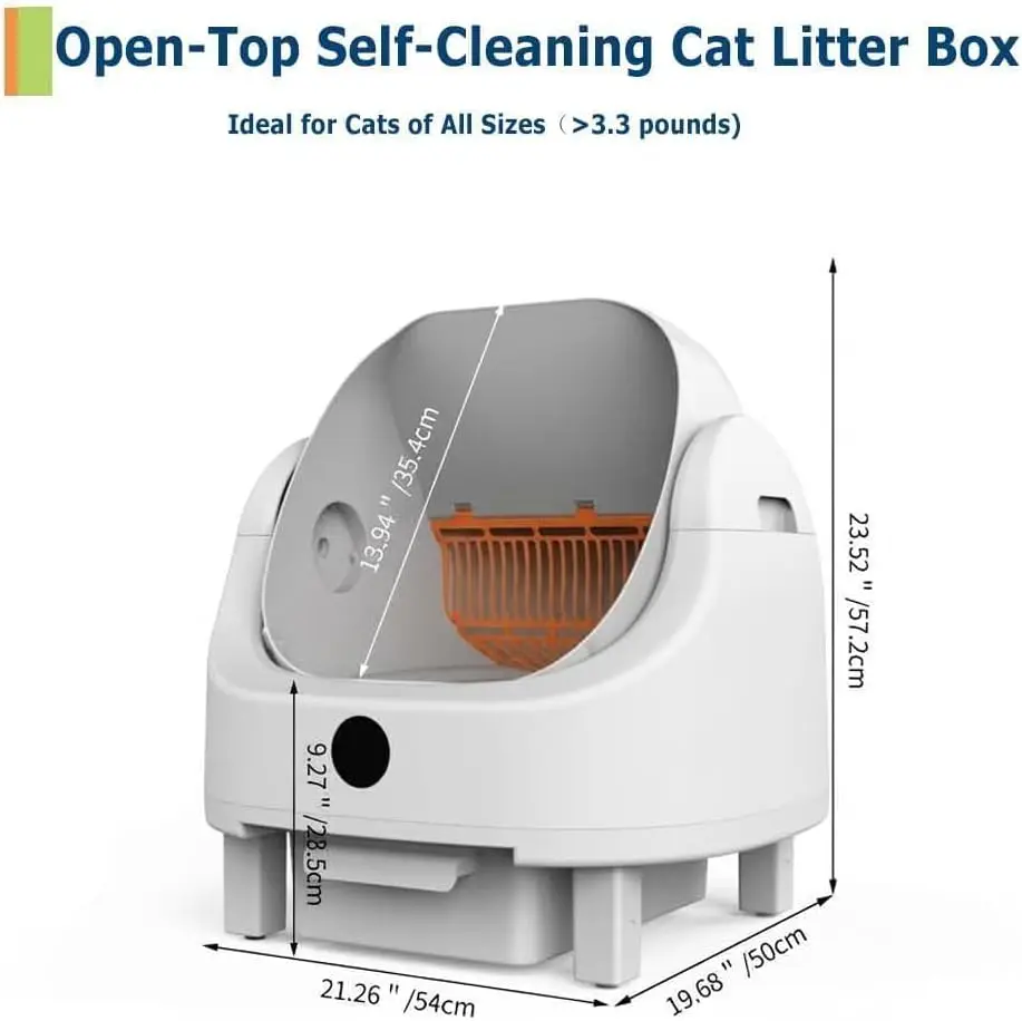 Automatic Self-Cleaning Cat Litter Box, Open Top Design With App Control & Safety Sensors, Extra Large Capacity For Multi-Cat &_voghion.com