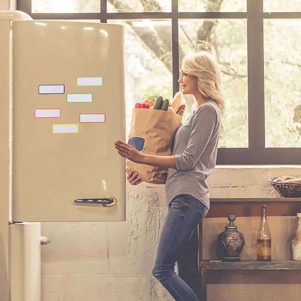 54 Pcs Magnetic Label Thin Stainless Door Wall Labels Locker Wallpaper Refrigerator Magnets Sticker