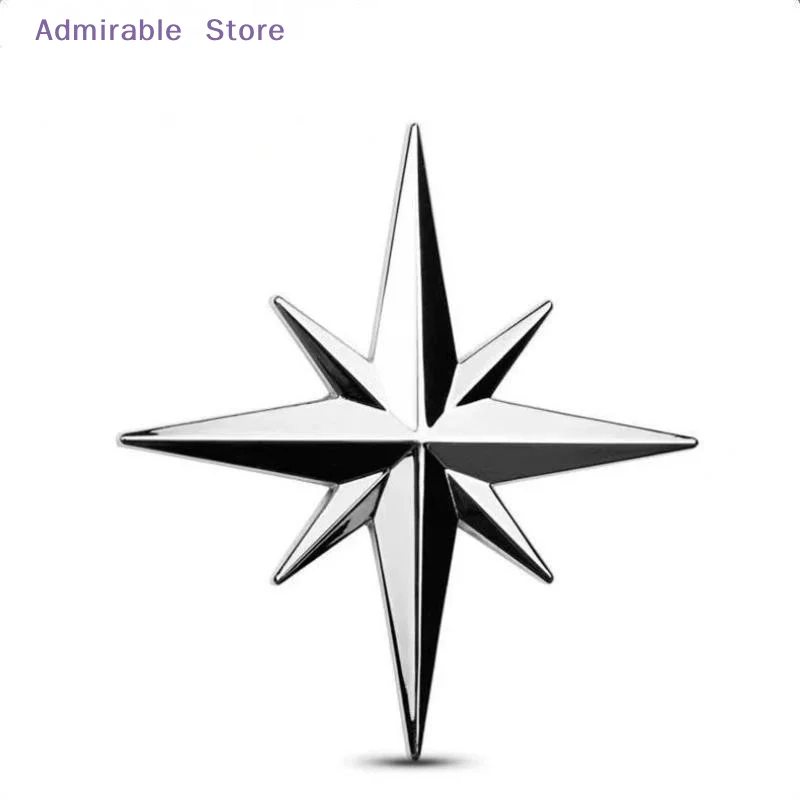 [W]3D Metal Car Emblem Sticker Guide Star Style Easy Install Adhesive Badge for Auto Exterior Outdoor Vehicle Decor 1Pcs