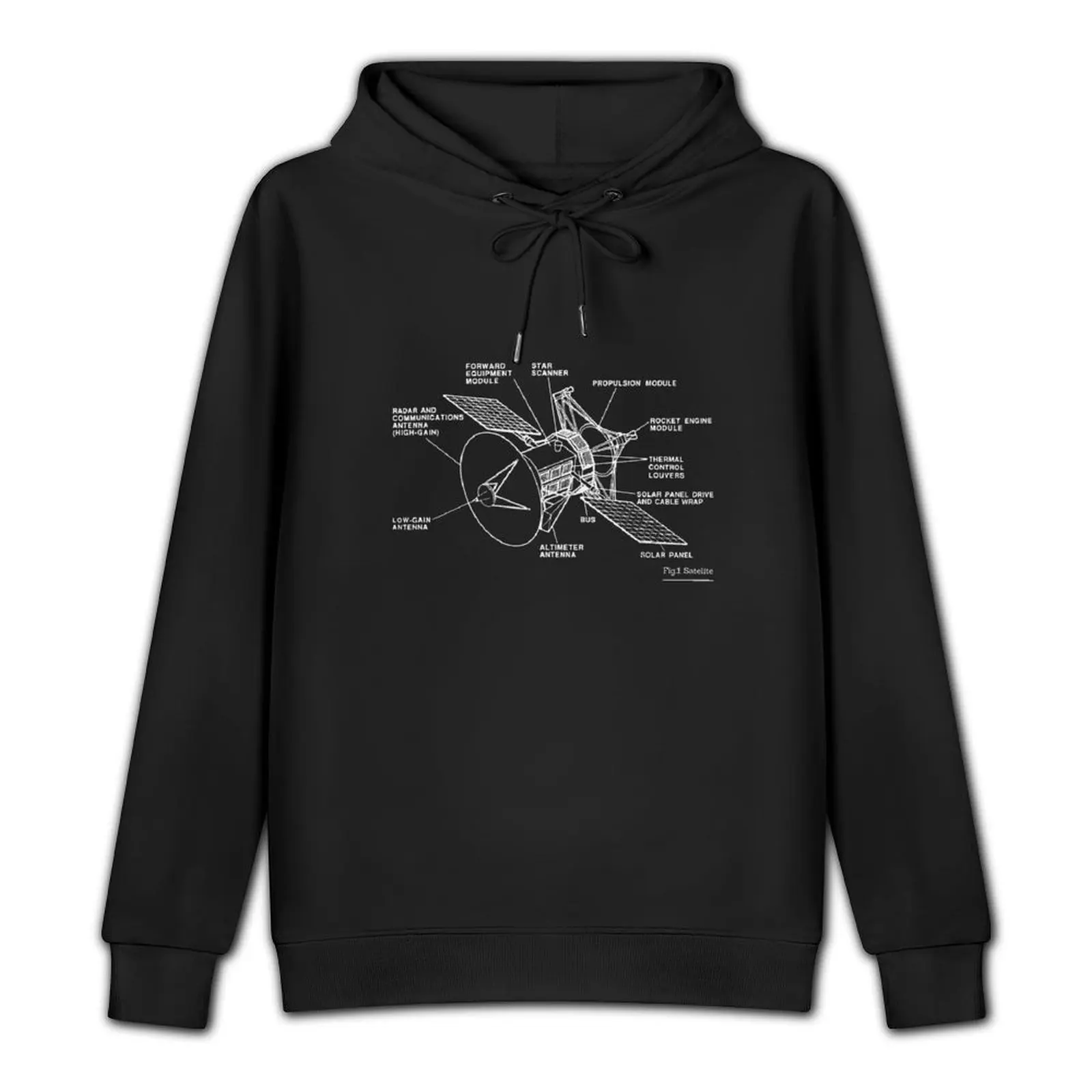 Orbiting Space Satellite Blueprint Schematic Pullover Hoodie japanese style designer hoodies