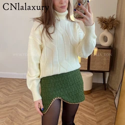 CNlalaxury 2022 Autumn Winter Women Turtleneck Sweaters Female Casual Solid Warm Pullovers Loose Jumper Tops Ladies