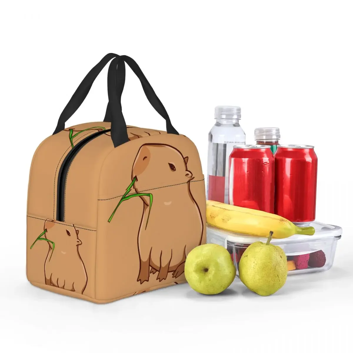 Custom Cute Capybara Insulated Lunch Bag for Camping Travel Animal Lover Leakproof Cooler Thermal Bento Box Women Children