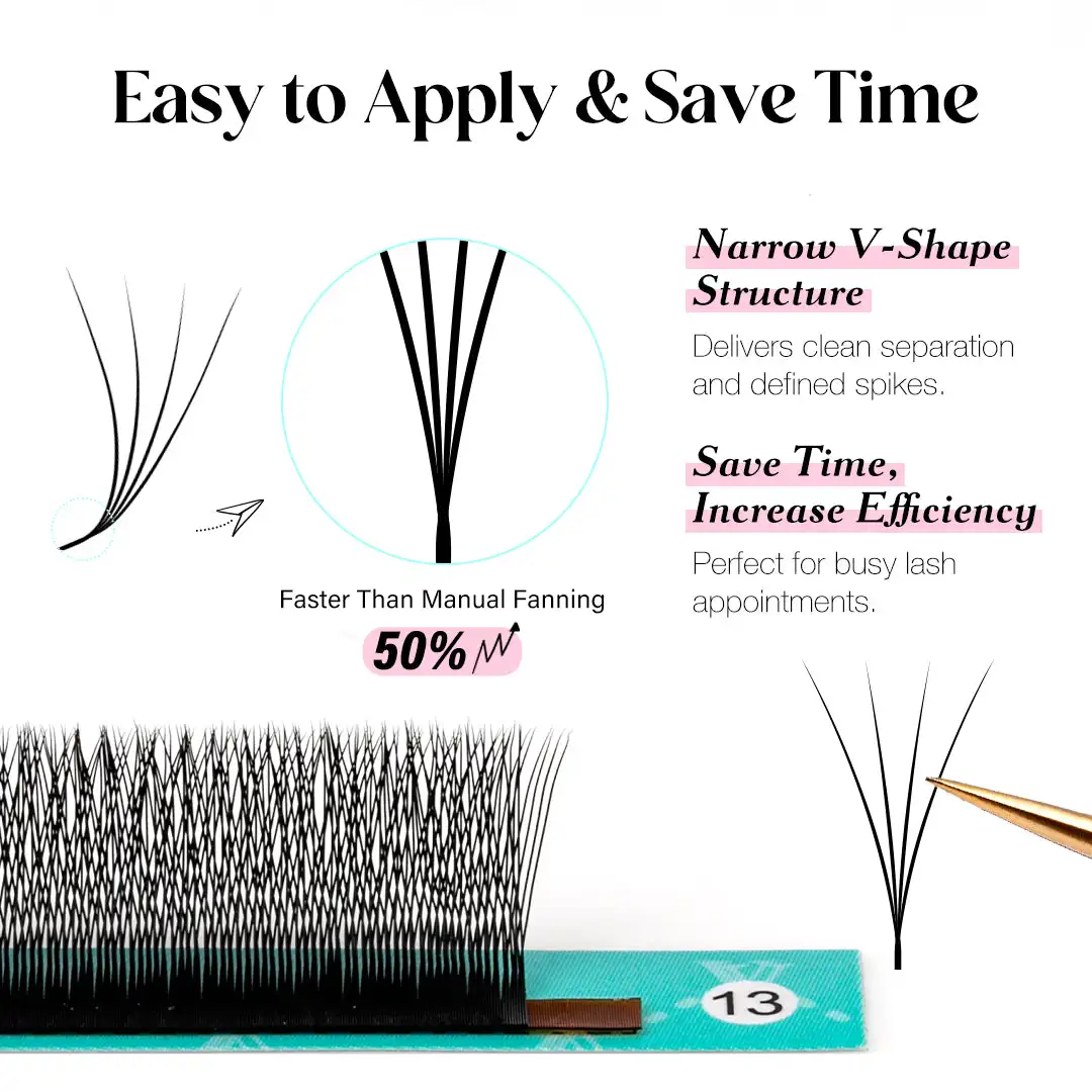 VAVALASH V-förmige 3D 4D 5D Wimpernverlängerungen C D Curl Neuer Stil W Bloom Vorgefertigte Volumen-Wimpernfächer Natürliche Nerz-Kunstwimpern – Detail 6