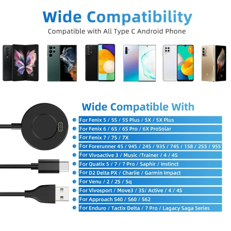 شاحن قاعدة USB كابل شحن الحبل ل Garmin Fenix 7 7x 5/5s/5X زائد 6/6X برو EPIX 2 غريزة Venu Vivoactive 4/3 945 245 45