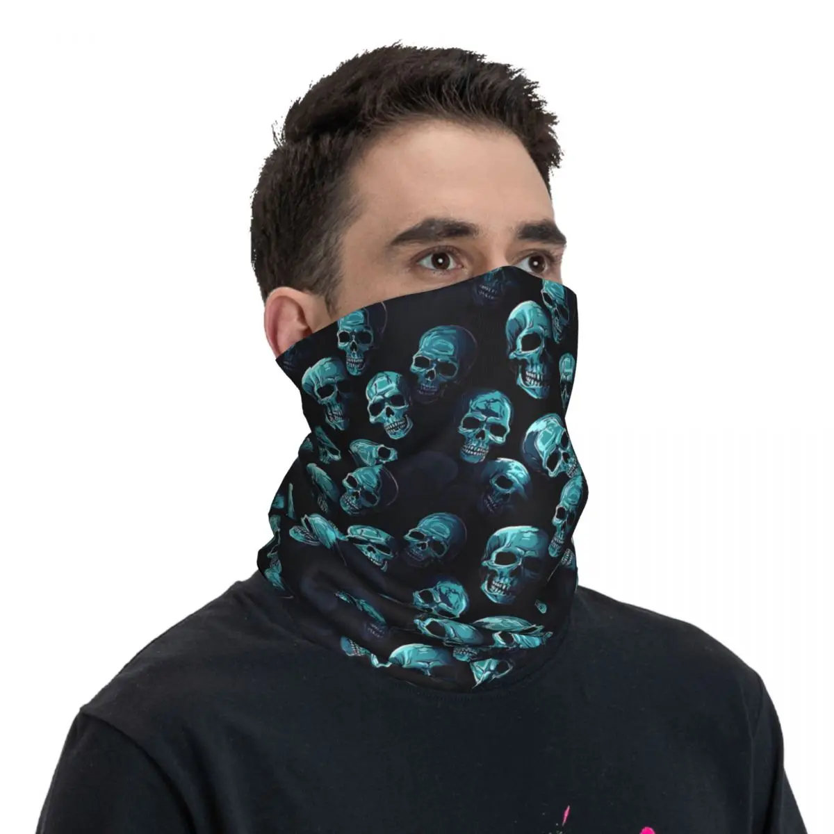 Blue Skulls Bandana Neck sciarpa bianca copricapo multiuso pesca Unisex adulto inverno