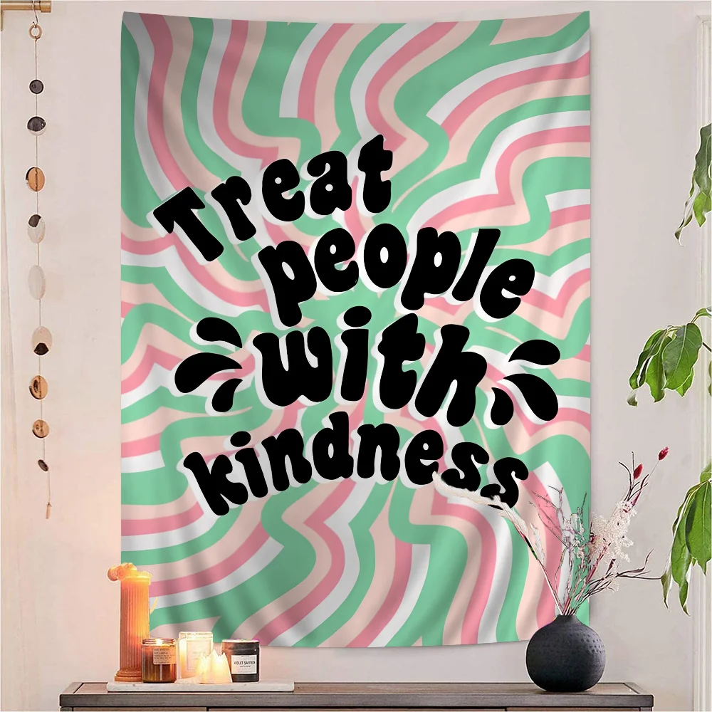 Motivational Quotes DIY Wall Tapestry Hippie Flower Wall Carpets Dorm Decor Wall Art Decor