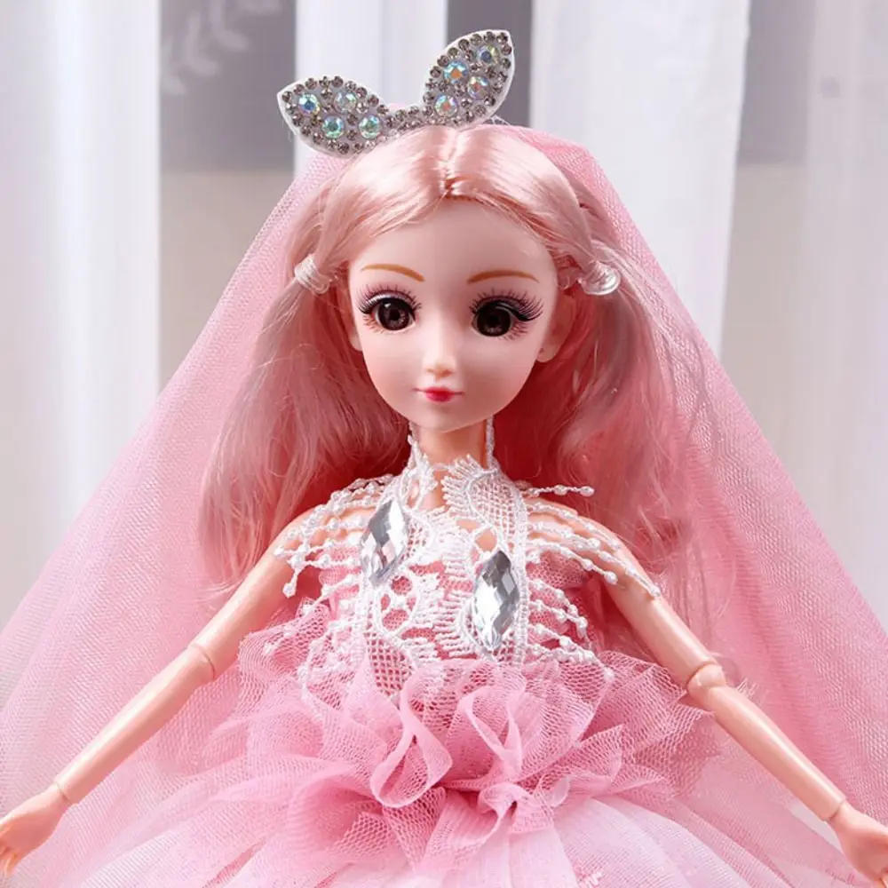 Vestido de novia de 45cm, muñeca BJD con ropa, vestido de novia de encaje, muñeca de princesa, muñeca con articulaciones extraíbles de moda bonita