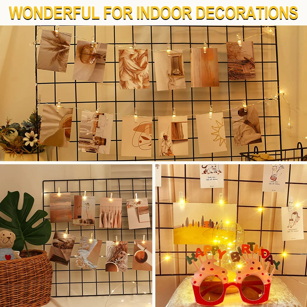 LED Photo Clip String Light Christmas Fairy Light 2/5/10M decorazione domestica alimentata a batteria per lampada di compleanno per feste di matrimonio