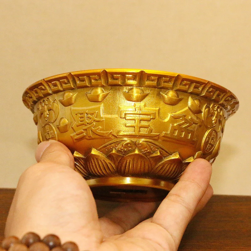 

Brass Treasure Bowl Ingot Living Room Store Decoration Craft Opening Gift Ornament