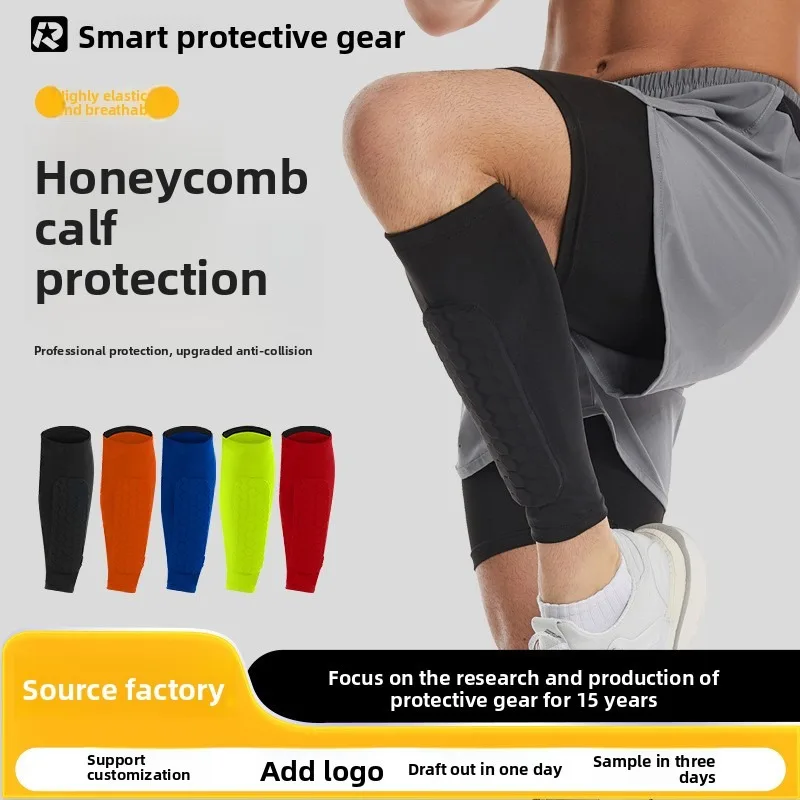 Breathable Lycra Honeycomb Calf Shin Guards for Football Basketball Equestrian Outdoor Sports Anti Collision Leg Protection Gear