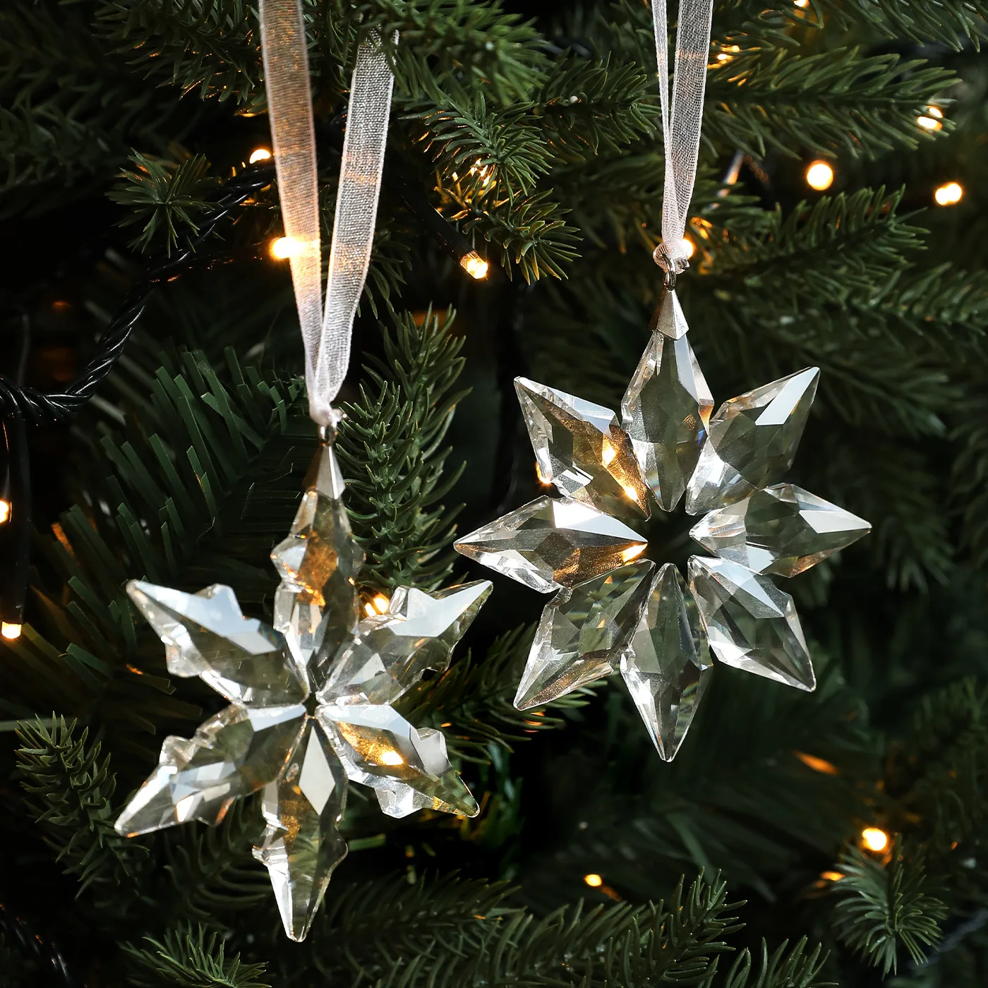 Crystal Transparent Snowflake Pendant Glass Six-pointed Star Decoration High-end Light Luxury Christmas Tree Pendant