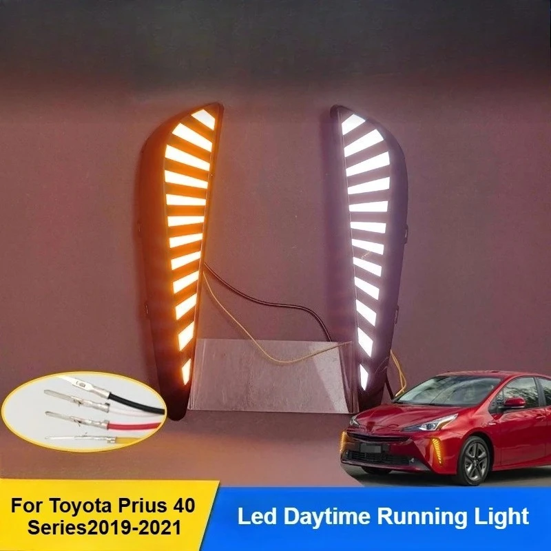 For Toyota Prius 40 Series 2019 2020 2021 Car Led Daytime Running Light Dymanic Turn Signal Front Fog Lamp Modification Daylight