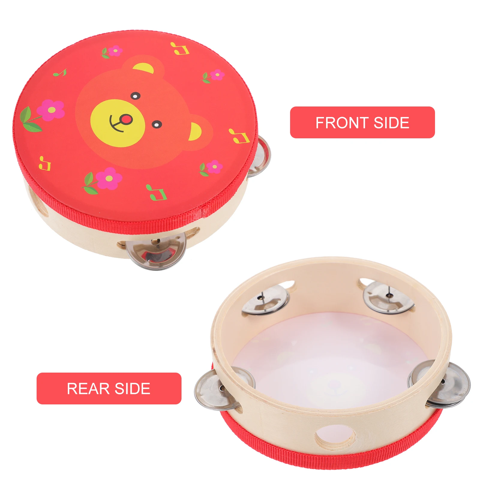 

Wooden Children's Bells Handheld Tambourine Kids Musical Instruments Percussion Baby for Crank