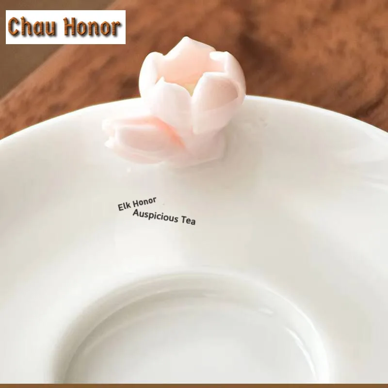2pcs/Set Mutton Fat Jade White Porcelain Handmade Hand Pinch Flowers Coaster Home Ceramics Insulation Pads Tea Ceremony Supplies