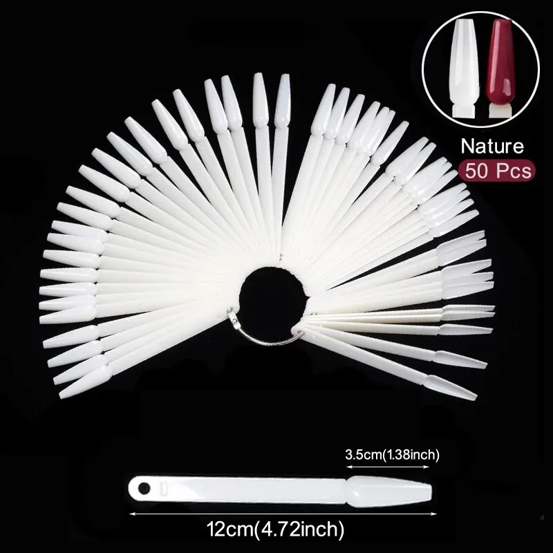 أعواد عرض الأظافر بألوان طبيعية شفافة، مخطط سواتش للأظافر مع حلقة أطراف أظافر صناعية، عرض ممارسة طلاء الأظافر لفن الأظافر #2