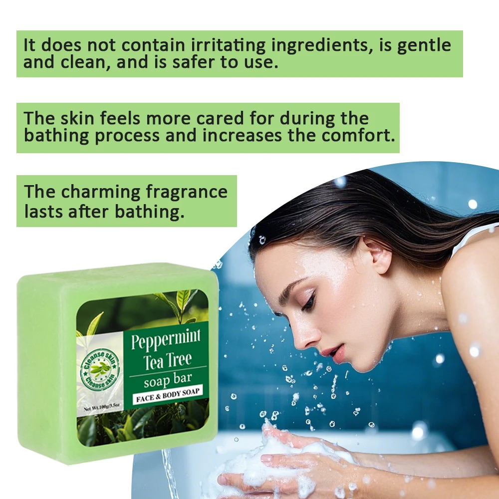 

Green Tea & Mint Natural Soap - Refreshes/Cools Skin, Deep Cleanses, Balances Oil, All Skin Types