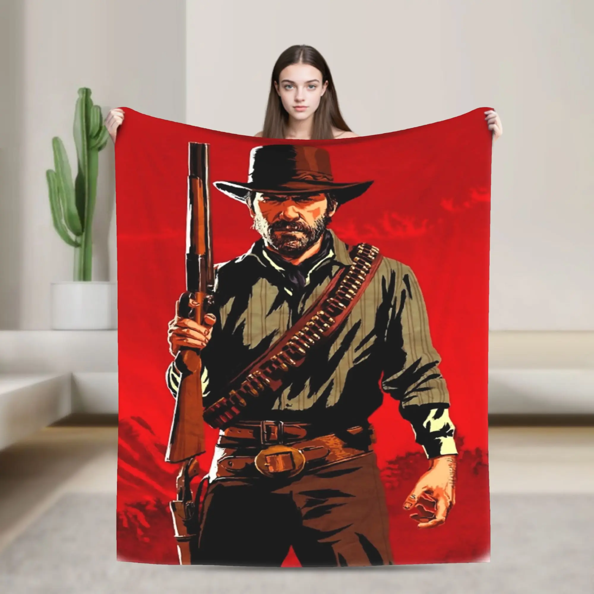 Arthur Morgan West Cowboy Action King Game Character Blanket Red Dead Redemption Plush Throw Blanket Bed Flannel Bedspread Cover