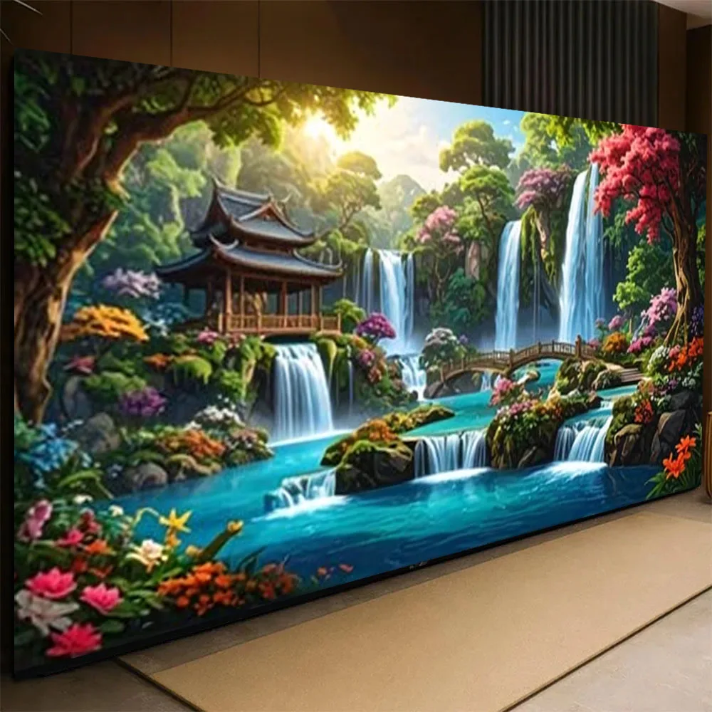 DIY Diamond Painting New Collection Garden Pavilion Waterfall Scenery Mosaic Cross Stitch Full Square Round Diamond Embroidery
