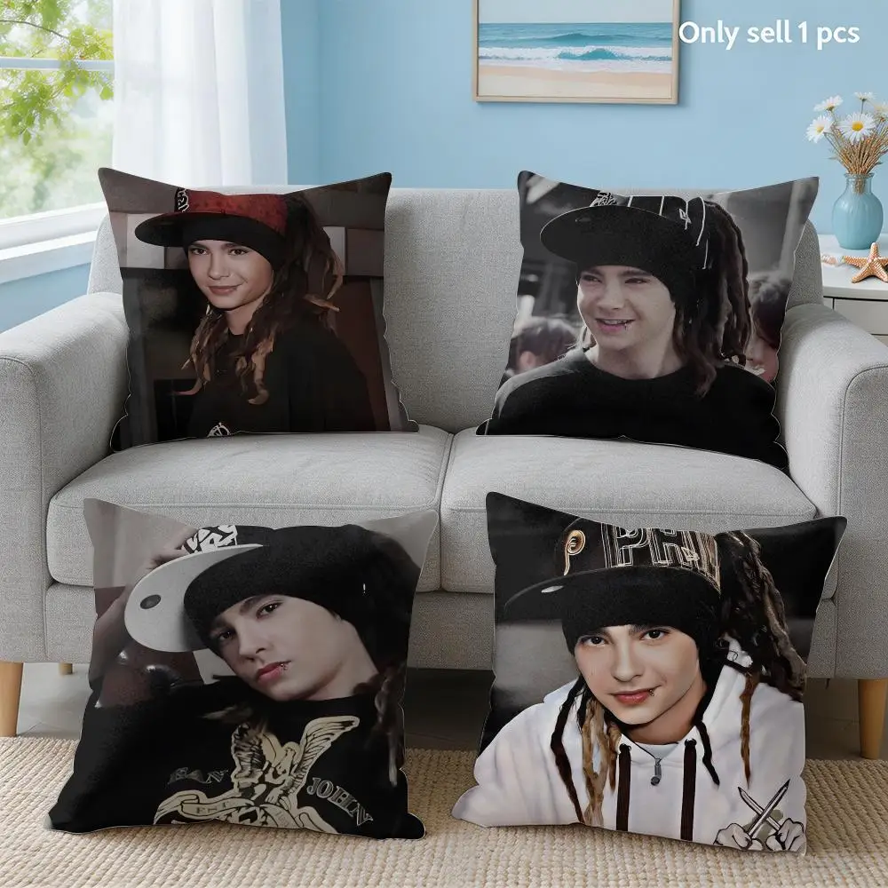 Rock Band Tom Kaulitz T-Tokyo Hotel Cushion Cover Soft Throw Pillow Cover Hidden Zipper Cutecore Sofa Bedroom Home Decor