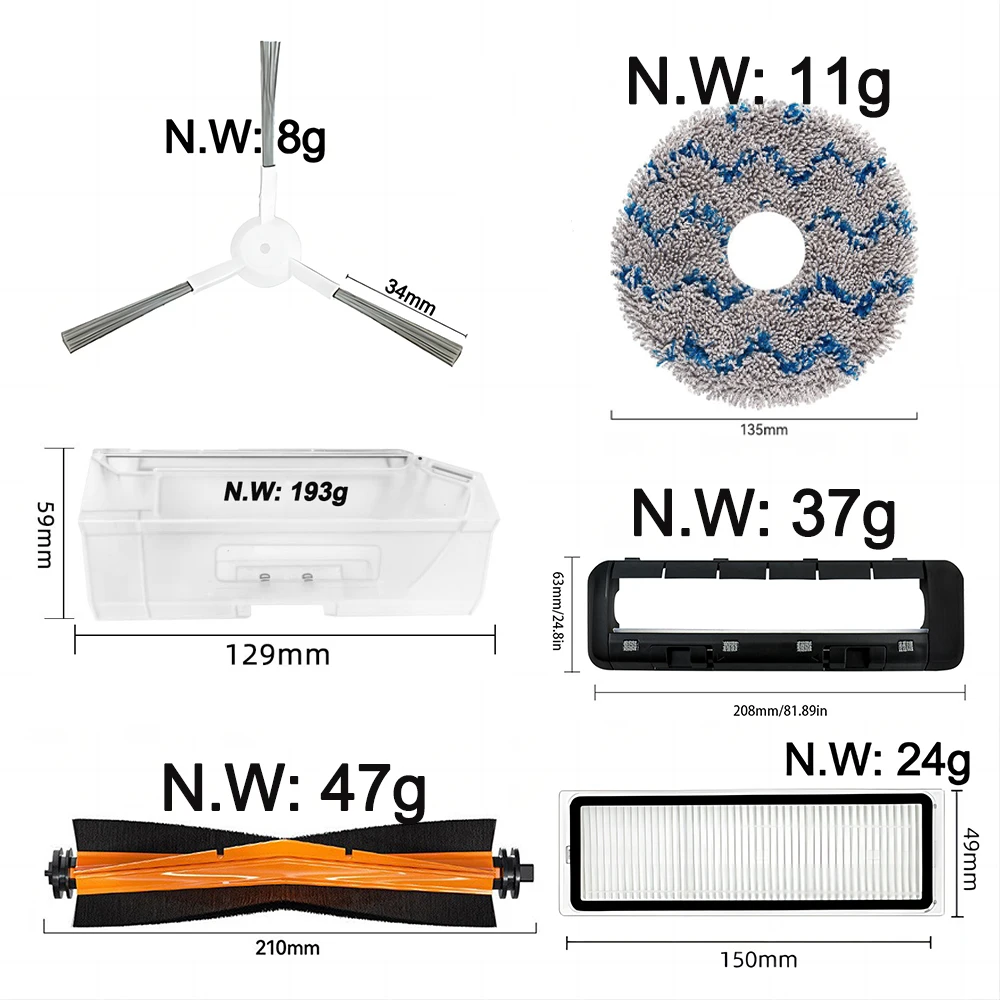 Dreame L10S Ultra,L10S Pro,S10 Pro,S10,S20 Pro,X10+ Robot Vacuum Spare Parts:Roller Main Side Brush,Filters,Dust Bag Accessories