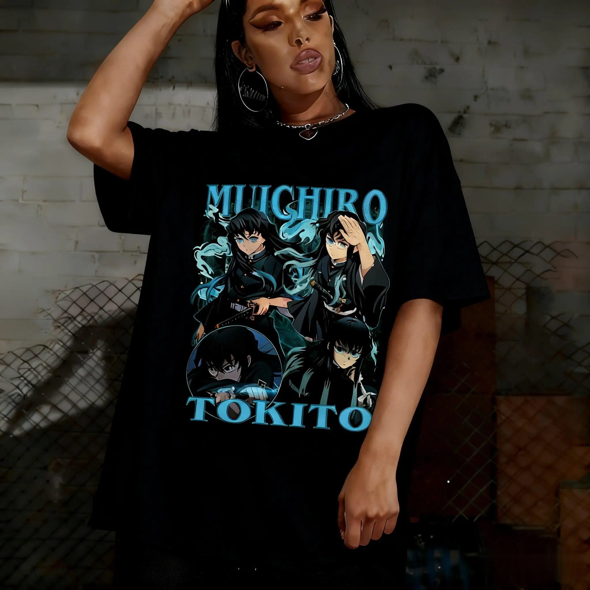 شيطان القاتل Muichiro Tokito أنيمي الجرافيك تي شيرت الرجال النساء القطن قصير الأكمام المحملة 2026 الصيف بلايز عادية الشارع الشهير الموضة