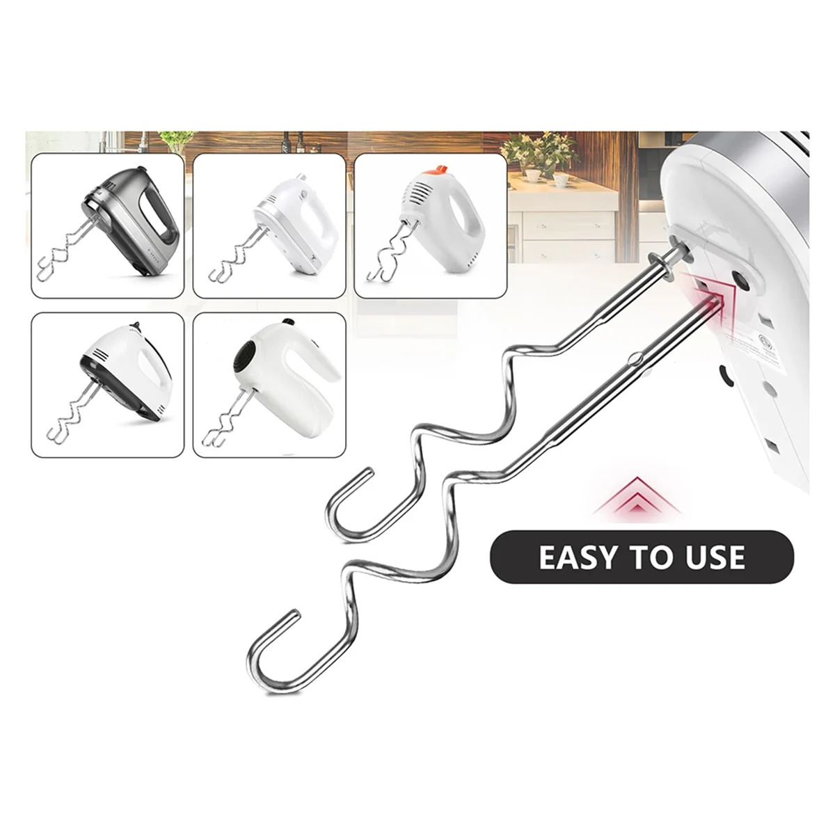 Gancho de massa FZFZ para substituição de misturador manual para ganchos de massa de misturador manual KHM512, ganchos de massa de aço inoxidável