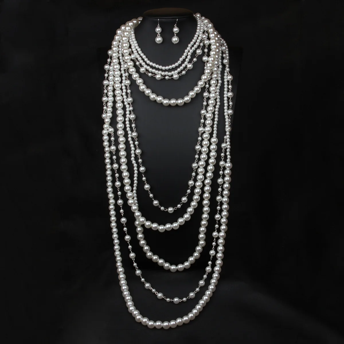 

DIY accessories Cross-border temperament European and American multi-layer fashion pearl long necklace young luxury body chain b