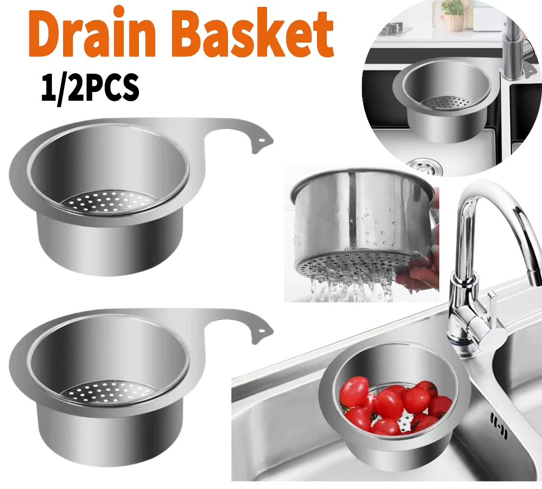 

1/2PCS Multi-functional Drain Basket Stainless Steel Corner Sink Strainer Basket Swan Kitchen Sink Food Drain Basket Rack