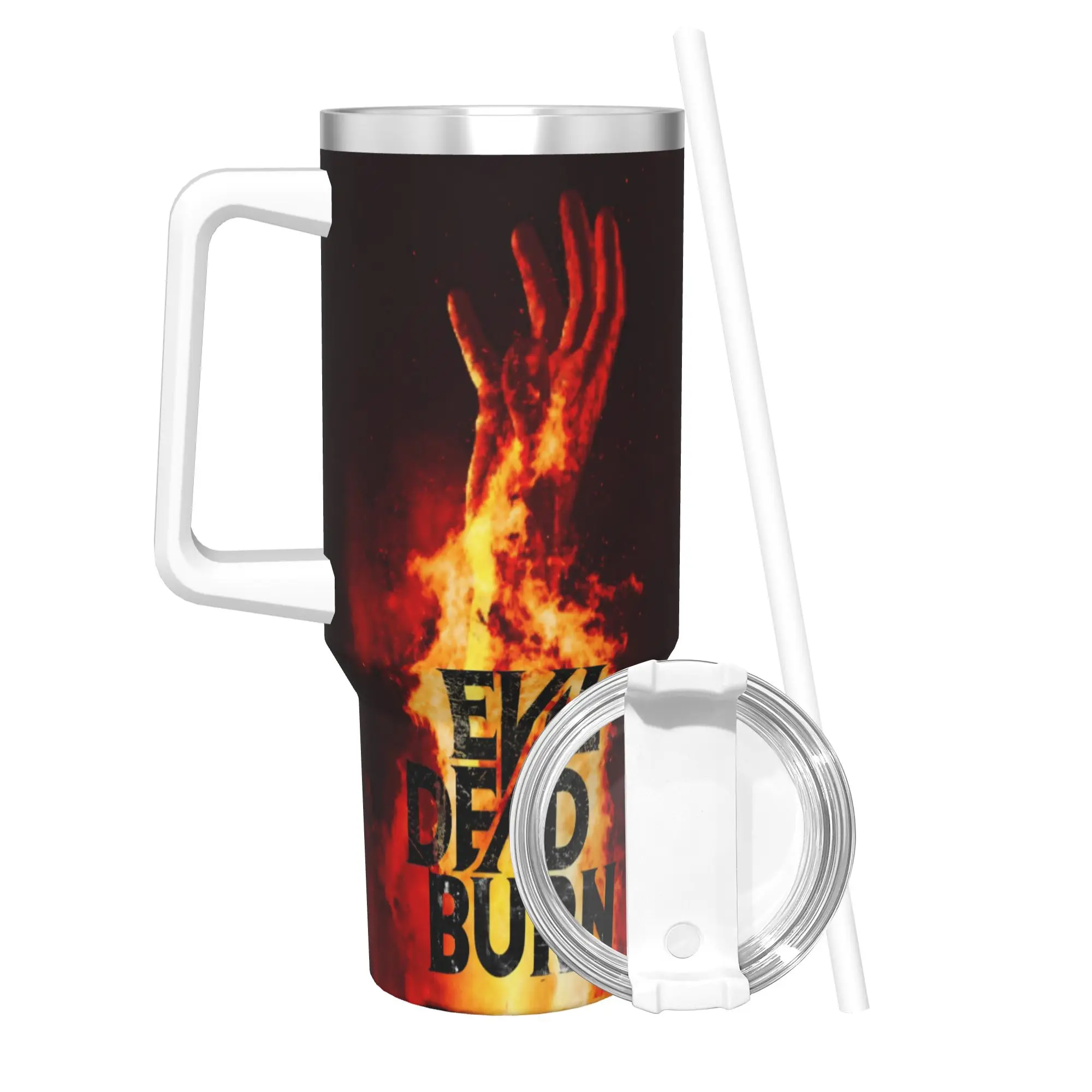 Evil Dead Burn Tumbler With Straw  Stainless Steel Travel Mugs Double Wall Vacuum Insulated for Cold Or Hot 40oz