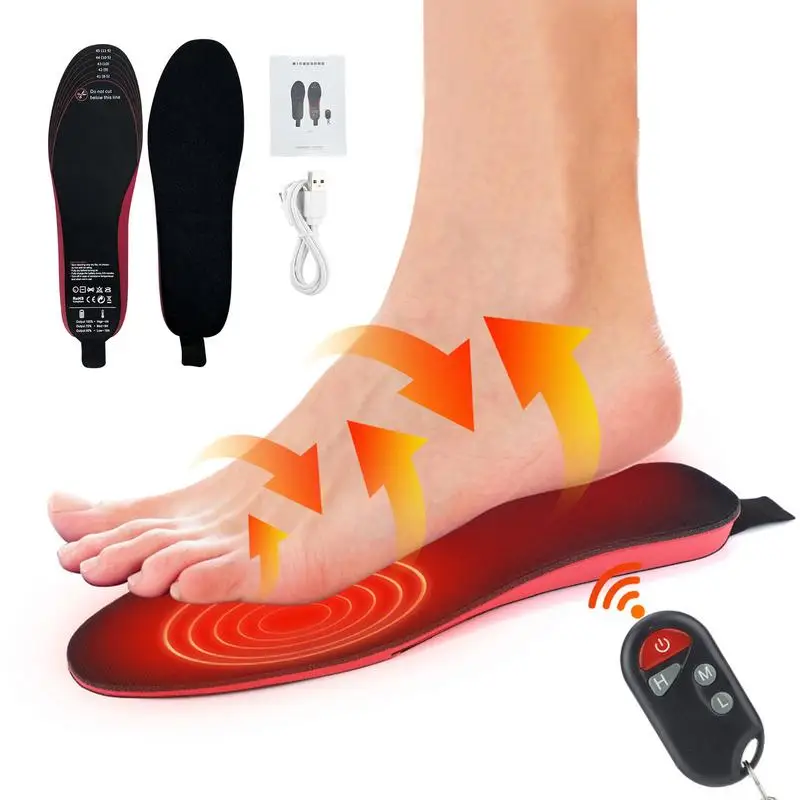 Remote Control Heated Insoles Electric Foot Warming Pad Warmer Feet for Winter Outdoor Sports Adjustable Temperature Shoe Pads