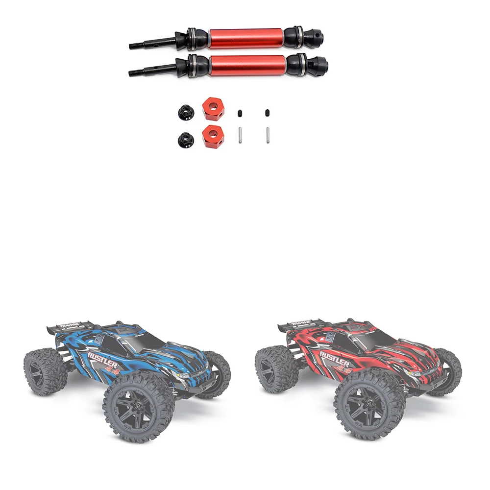 2Pcs Metal Rear Drive Shaft CVD for 1/10 Traxxas Slash Rustler Stampede Hoss VXL 4X4 2WD RC Car Upgrade Parts,Red