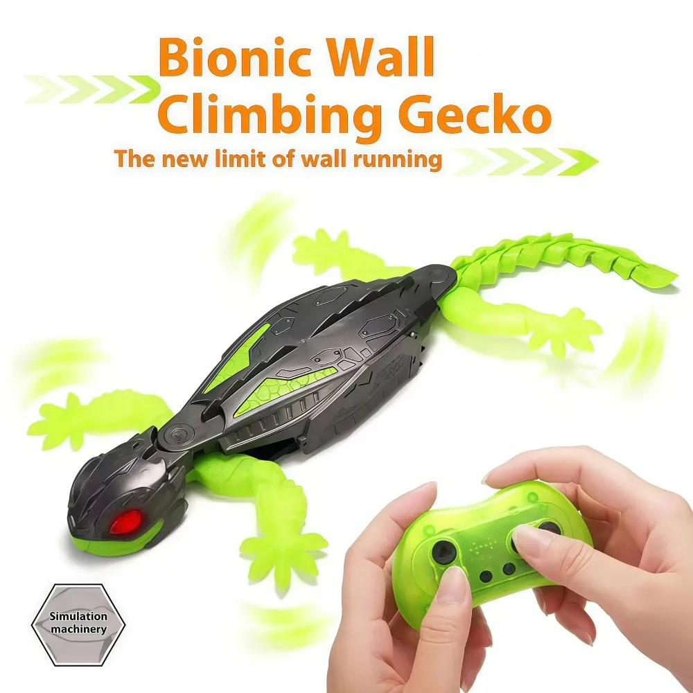Rechargeable Wall Climbing RC Lizard Toy Realistic with LED Eyes Remote Control Toys Remote Control Climber Gecko Robot Toy