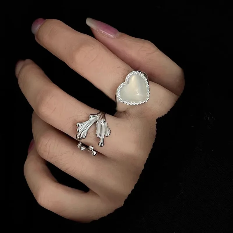 

925 Sterling Silver Plantain Leaf Shape Ring for Women Girl Korean Exaggerated Irregular Fashion Jewelry Gift Dropshipping