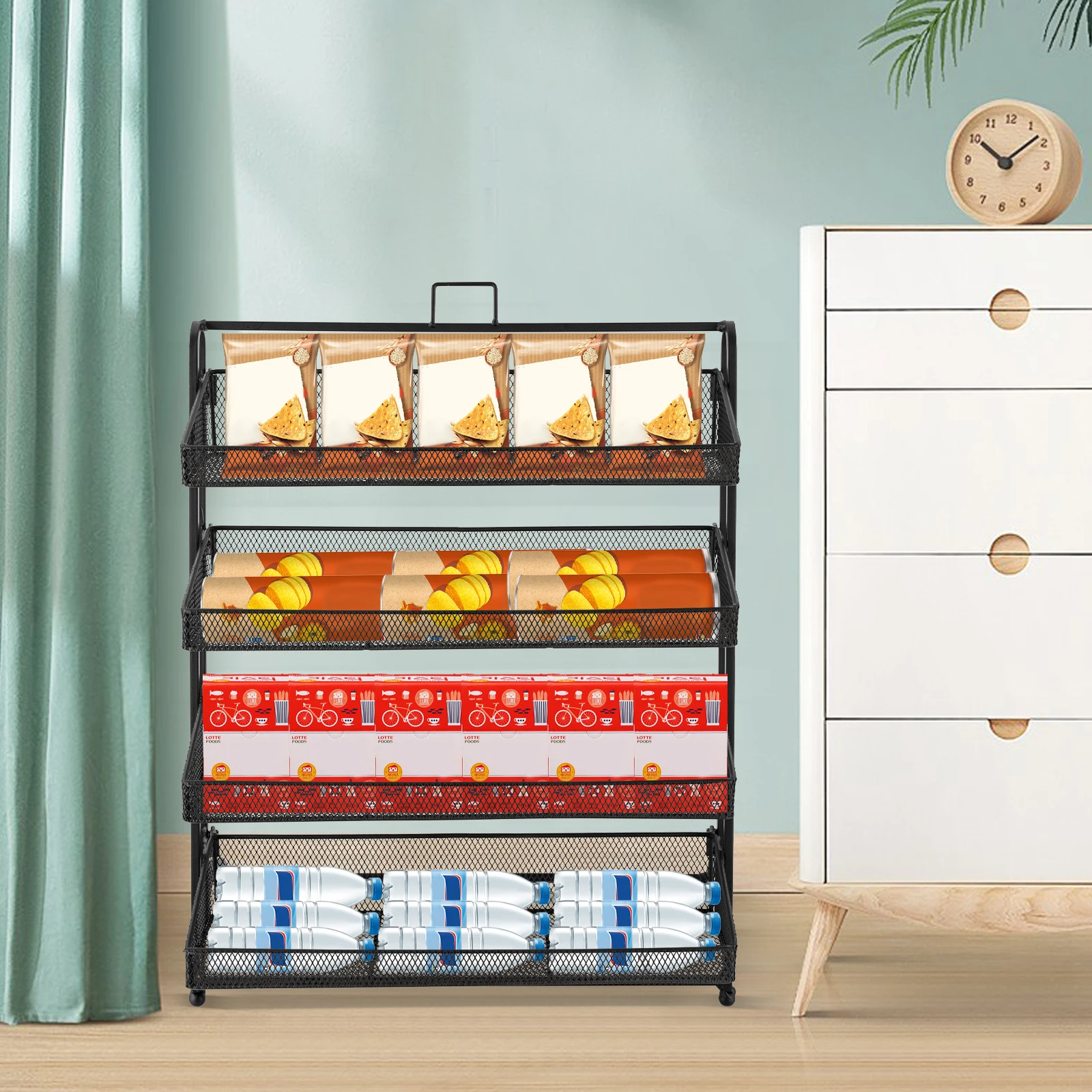 

Black Iron 4-story Retail Candy Display Stand High Load-bearing Storage Rack Large-capacity Shelf