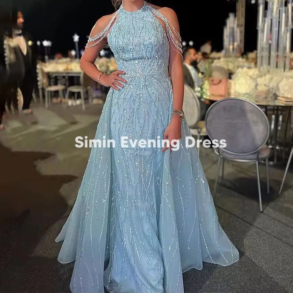 

Simin Women's Halter Beaded Backless Mermaid Floor-Length Evening Dresses With Sleeveless Formal Occasion Elegant Dresses 2025
