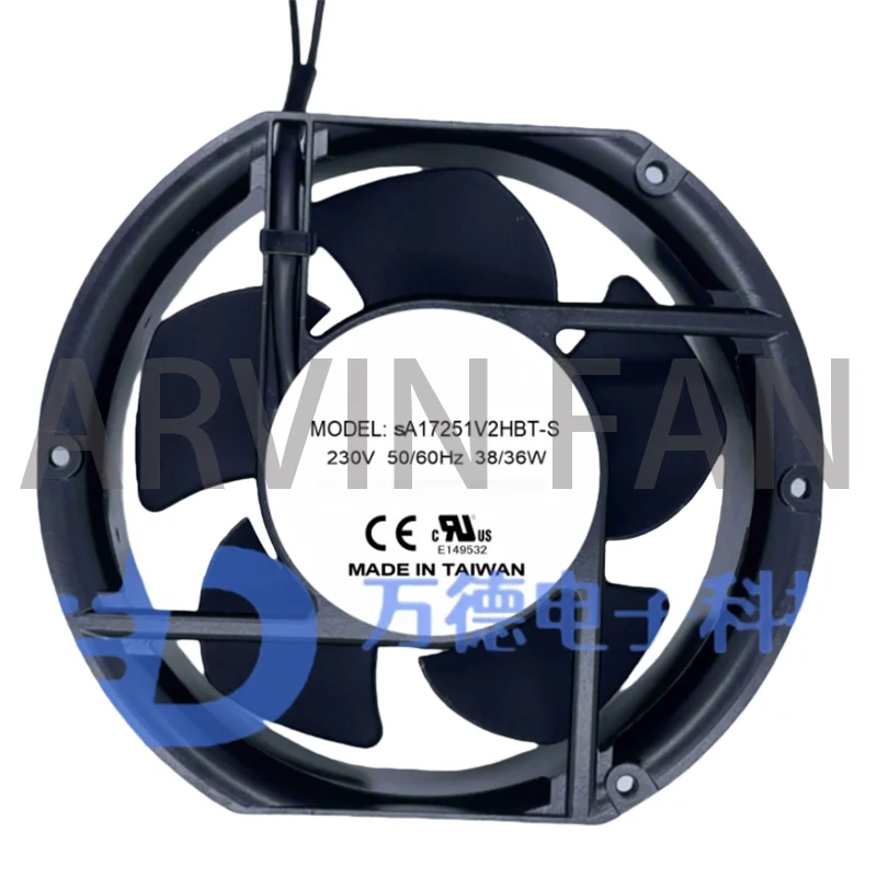 جميع المعدن SA17251V2HBT-S 220V 38/36W 17CM 17251 مروحة التدفق المحوري للخزانة #3