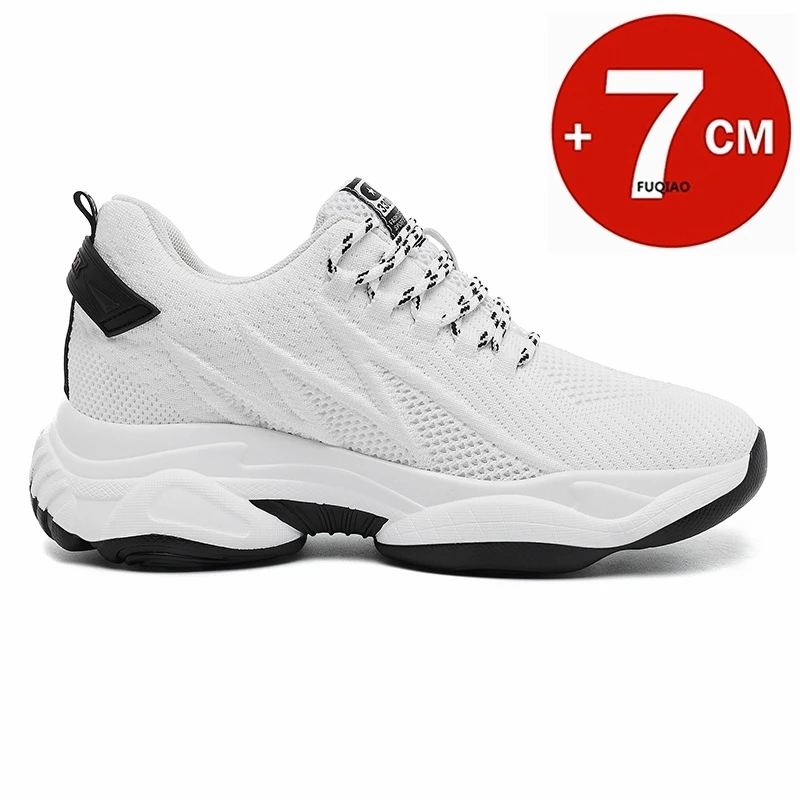 Men 7CM Hidden Height Increase Sneakers Plus Size Breathable Mesh Platform Elevator Shoes Comfort Non Slip Casual Walking Sports